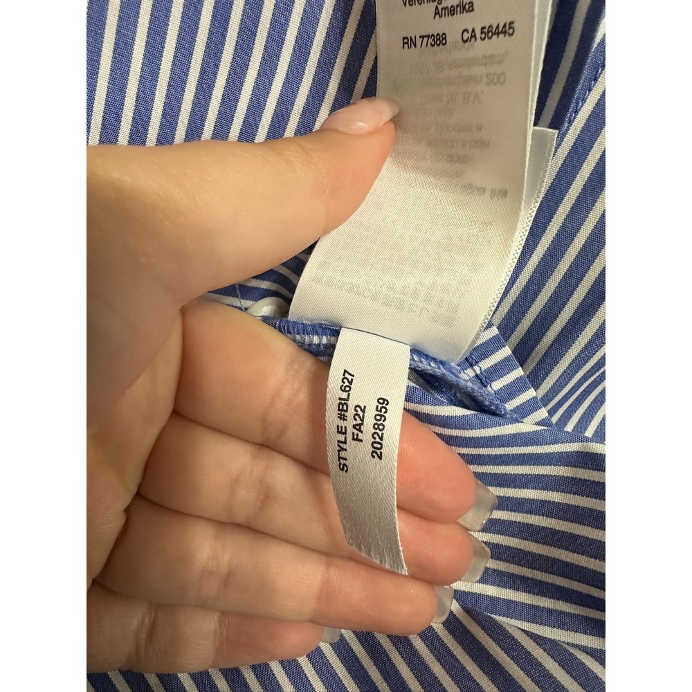 Marie‎ Marot X J.Crew Thomas Mason cotton poplin Blue White Stripe Shirt size 20 - Picture 6 of 7